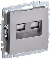 Розетка компьютерная без рамки IEK Brite РК10-2-БрС 2-м. RJ45+RJ45 5e сталь картинка